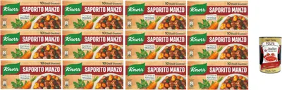 Produktbild von 12x knorr dado saporito manzo brodo leckeres Rindfleisch Suppenwürfel Brühe 10 pz + Italian Gourmet polpa 400g