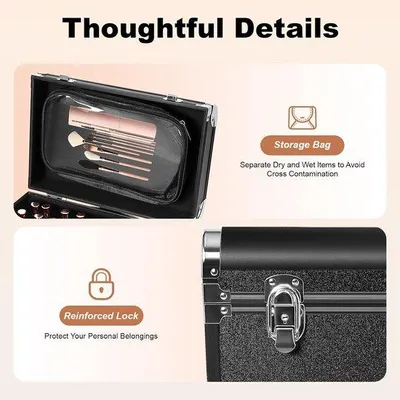 Produktbild von Kosmetikkoffer – Schminkwagen – Organizer für Schönheitsprodukte – Verstärkter Aluminiumrahmen – 36 x 23 x 58 cm – Schwarz