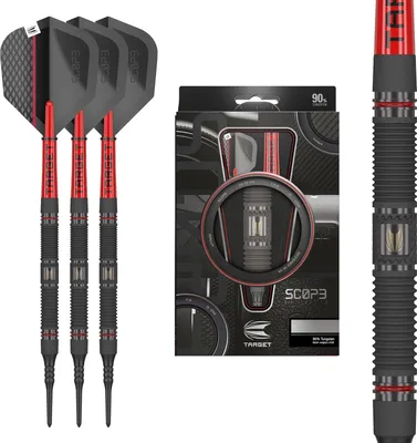 Produktbild von Target Darts Scope Soft Tip Dartpfeile 20G Barrel 10, 90% Wolfram, Schwarz-Rot