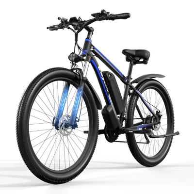 Produktbild von 29 Zoll E-Bike Mountainbike mit 48V 17,5Ah Akku, SHIMANO 21-Gang Schaltung, Aluminiumrahmen, LCD Display – Schwarz-Blau