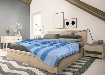 Produktbild von sleepling Kuscheldecke  Germany, Sofadecke, 150 x 200 cm,   Green, temperaturregulierend, waschbar, hellblau gestreift