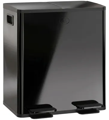 Produktbild von 2x20LDoppelmülleimer,Pedalöffnung,leichtzureinigen,Edelstahl,Kunststoff,Schwarz