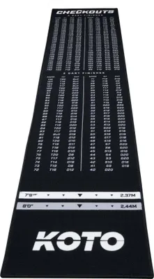 Image de KOTO - Tapis de fléchettes Check out Noir 285 x 60 cm, tapis de fléchettes, dessous antidérapant, 2 lignes de lancer