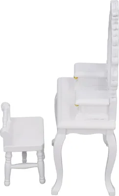 Productafbeelding van 1:12 Poppenhuis make-uptafel met krukje, miniatuur slaapkamer meubels, modeldecoratie, doe-het-zelf accessoires, wit