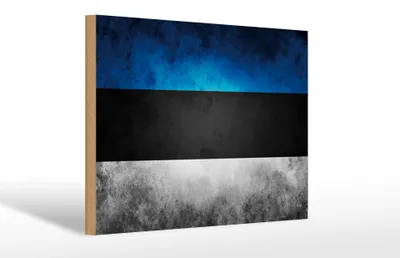Produktbild von Holzschild Flagge Estland, 30x20 cm, Holzschilder Fahne Nationalität