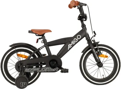 Produktbild von AMIGO Kinderfahrräder Jungen Explorer 14 Zoll Jungen Rücktrittbremse Schwarz/Weiß
