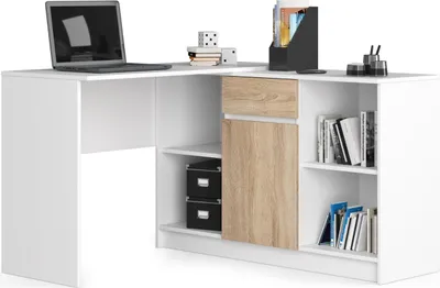 Image de Ensemble bureau d'angle 120 cm avec commode (1 tiroir, 1 porte, 6 compartiments)