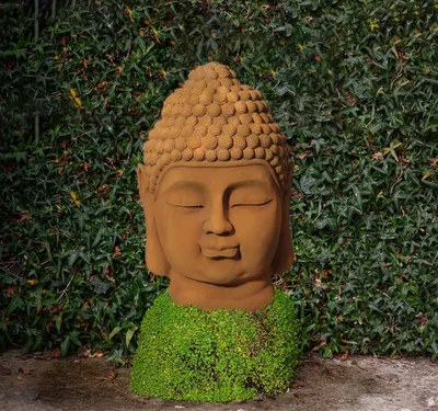 Produktbild von XL Buddha Kopf 69cm Skulptur Steinoptik Indoor-Outdoor Buddha 406152