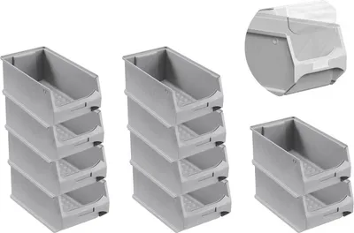 Produktbild von SparSet 10x Graue Sichtlagerbox 4.0 mit Abdeckung | HxBxT 15x20x35cm | 7,2 Liter | Sichtlagerbehälter, Sichtlagerkasten, Sichtlagerkastensortiment, Sortierbehälter