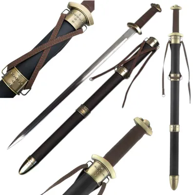 Image de Épée en métal véritable Épée viking avec ceinture et fourreau 9SM7-290 100% fait main à Tolède Espagne avec fourreau Décoratif pour le Moyen Âge