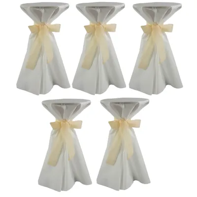 Produktbild von 5 Stück Stehtischhusse 80cm Ø Sensalux, weiß, Schleifenband creme