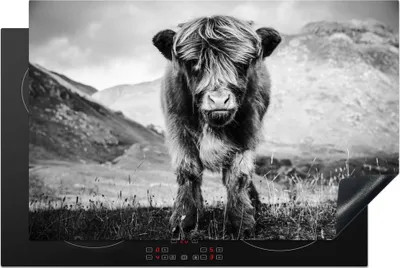 Obrázek produktu pro KitchenYeah® Krycí deska na sporák Scottish Highlander - Mountain - Black - White , 81x52cm, dekorace do kuchyně, kryt na sklokeramickou varnou desku, krycí deska na varnou desku
