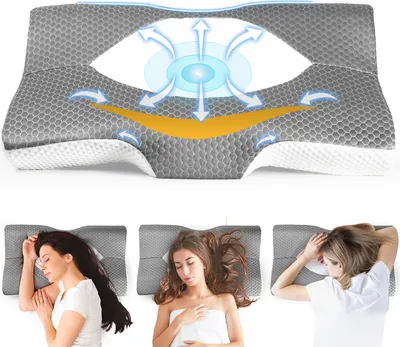 Produktbild von Kopfkissen Kopfkissen, Ergonomisches Memory Foam Kissen, Orthopädisches Kissen Kopfkissen für Seiten Rücken Bauchschläfer (63 x 37 x 11/8.5cm)