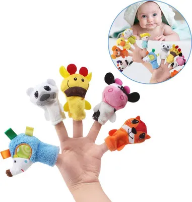 Produktbild von 5 Stück Cartoon-Tier-Fingerpuppen für Kinder, pädagogische Puppen, Spielzeug für Geschichtenerzählen, Rollenspiele