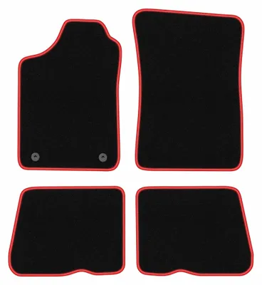 Image de Tapis de sol en moquette pour Renault 19 1988-1996 (cabriolet/à hayon/Seden) – jeu 4 pièces, noir/rouge, sur mesure – Wielganizator CARLUX