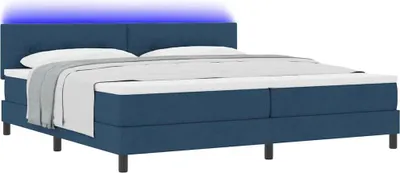 Zdjęcie produktu dla Łóżko sprężynowe z materacem Niebieski 200 x 200 cm tkanina