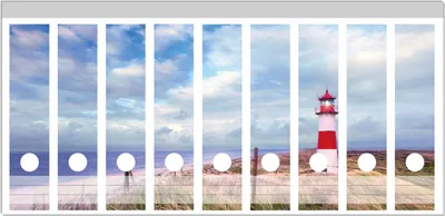Produktbild von Wallario Ordnerrücken Sticker, selbstklebend für breite Ordner, 9 Stück, Motiv Leuchtturm am Strand von Sylt