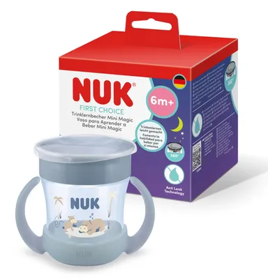 Produktbild von NUK Mini Magic Cup Trinklernbecher 160 ml, grau, 360° Auslaufschutz, ab 6 Monate