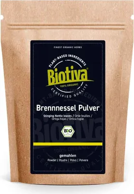 Zdjęcie produktu dla Biotiva – proszek z pokrzywy 100 g z upraw ekologicznych