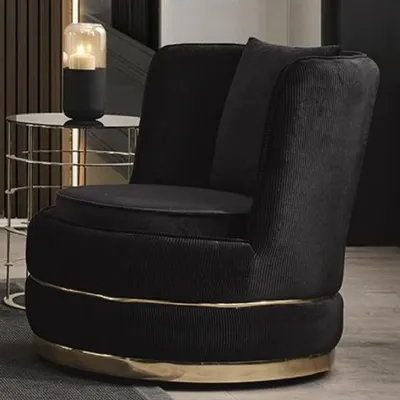 Produktbild von Casa Padrino Luxus Drehsessel Schwarz / Gold 80 x 85 x H. 81 cm - Wohnzimmer Sessel mit edlem Samtstoff - Wohnzimmer Möbel - Luxus Möbel - Wohnzimmer Einrichtung - Luxus Einrichtung