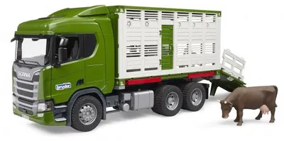 Image de Camion de transport d'animaux scania super 560r + vache - bruder - 03548 - bétaillère