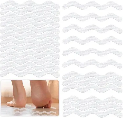 Imagen del producto de Tiras antideslizantes para ducha - Alfombrillas autoadhesivas antideslizantes - Transparentes - Adecuadas para ducha y escaleras - Forma en S - 2 x 20 cm - 24 unidades