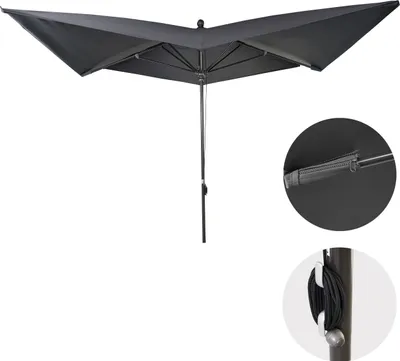 Immagine prodotto di Ombrellone HWC-A37, ombrellone da giardino, 3x3m (Ø4,24m) poliestere/alluminio 10kg ~ antracite senza supporto