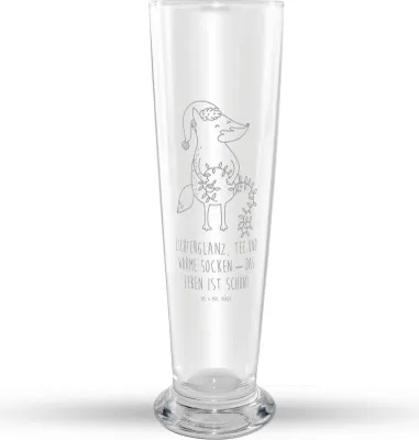 Produktbild von Mr. & Mrs. Panda Bierglas Fuchs Weihnachten - Transparent - Geschenk, Weizenbier Glas, Weihnachtszeit, Weihnachtsmann, Nikolaus, Heiligabend, Weißbierglas, Bier, Winter