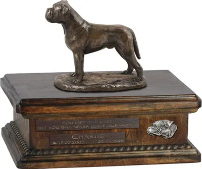Produktbild von Bullmastiff urne in Hundeasche, personalisierte Urne mit Statue, Holzurne mit Hund von Art-Dog