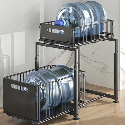 Produktbild von Ausziehbarer Küchenschrank Organizer - Unterschrank Auszug Typ B - Erweiterbares Gewürzregal - Aus Stahl für unter der Spüle - 1 Stück