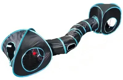 Productafbeelding van PolkaHome® Kattentunnel 3-in-1 met Speelbal – Katten Tunnel met Tent & Kubus – Opvouwbaar Kattenspeelgoed tegen Verveling – Interactief
