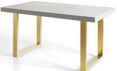 Produktbild von Esstisch Ausziehbar Loft-U, Moderner Wohnzimmertisch 140-240x80x77 cm, Gold  mit Metallbeinen in Gold