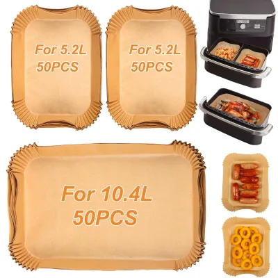 Produktbild von 150 Stück Backpapier für die Ninja Flex Drawer Dual Zone AF500EU 10,4L Heißluftfritteuse, Zubehör für die Ninja Foodi AF500EU Heißluftfritteuse und die Cosori Dual Blaze Twinfry 10L Heißluftfritteuse.