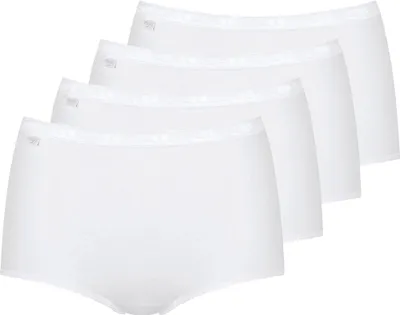 A pack of four white women's briefs.