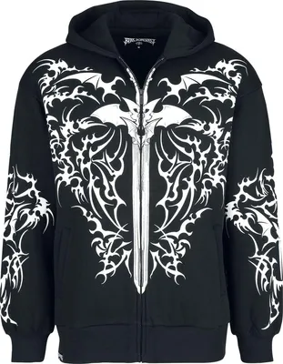 Produktbild von Gothicana by EMP Herren schwarze Kapuzenjacke mit Siebdruck und Ballonärmeln S