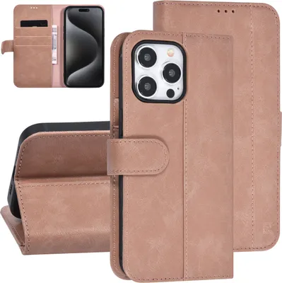 Immagine prodotto di UNIQ Accessory Custodia a libro per iPhone 15 Pro Max - Porta carte per 3 carte - Chiusura magnetica - Oro rosa