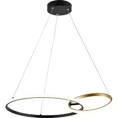 Zdjęcie produktu dla Lampa wisząca nowoczesna do salonu czarno-złota dwa ringi LED 36W EMILION Rabalux