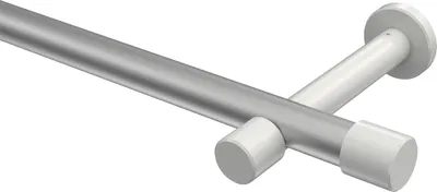 Produktbild von Interdeco Gardinenstange / Vorhangstange Silbergrau / Weiß, Typ Prestige Santo (Kappe) ohne Ringe, 20 mm Ø 1-läufig, 320 cm