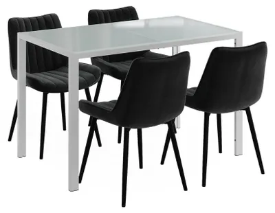 Produktbild von Esstisch Set Vicco Grand Weiß 120 x 70 cm mit 4 Stühlen (Schwarz), Model 63368