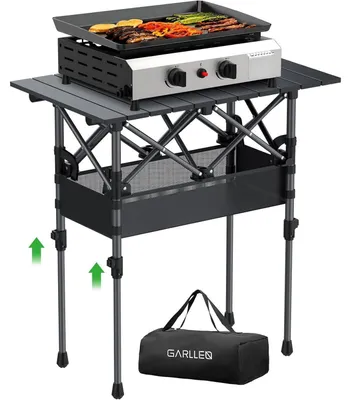 Image de Table de camping pliante, 64 x 40 cm, hauteur réglable, en acier au carbone