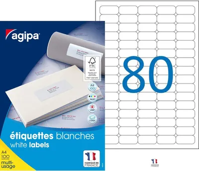Produktbild von agipa Universal-Etiketten 35,6 x 16,9 mm weiß 8.000 Etiketten