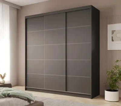 Obrázek produktu pro Šatní skříň s posuvnými dveřmi 200 cm MENTIS - černá