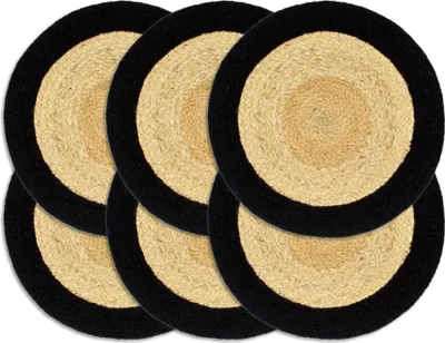 Produktbild von Tischsets 6 Stk. Natur und Schwarz 38 cm Jute und Baumwolle