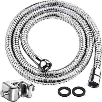 Produktbild von Doucheschlauch aus Edelstahl, 1,5 m, flexibel, mit Duschkopfhalter ohne Bohren, für Handdusche