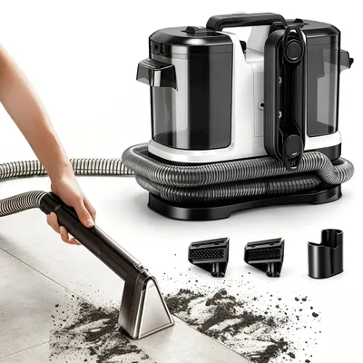 Image de Nettoyant pour les taches - Aspirateur-nettoyeur pour tapis et tissus d'ameublement - 500 W - 12 kPa - Aspirateur à eau et à poussière - Sans sac - Réservoir de 0,6 à 1 litre - Câble de 5,5 mètres