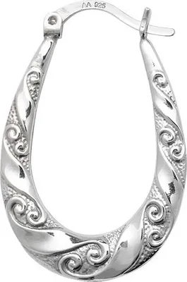 Image de Boucles d'Oreilles Créoles Femme Argent fin 925 - 32mm*22mm; TRS22600