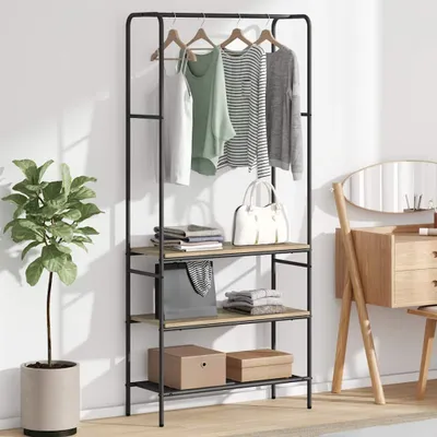 Produktbild von Möbel Kleiderständer mit Regalen Sonoma Eiche 77 x 30 x 171 cm - Garderobenständer 868464
