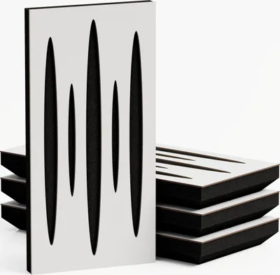 A stack of acoustic panels with a single panel in the foreground.