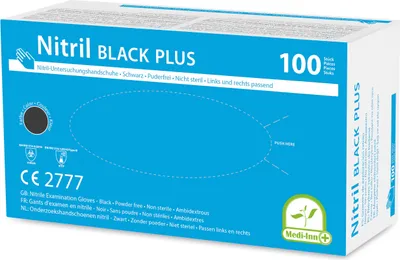 Produktbild von Medi-Inn Nitril black plus Einweghandschuhe schwarz puderfrei & latexfrei (Größe: M, 10 x 100 = 1000 Stück)