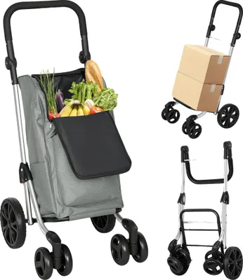 Obrázek produktu pro Nákupní vozík, 6 kol, skládací konstrukce, šedý